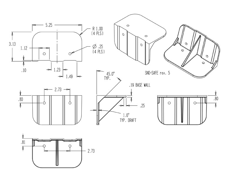 Sno-Safe Wide Snow Guard Drawing