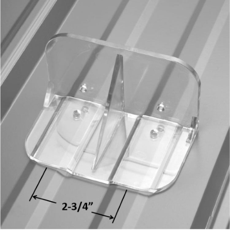 Sno-Safe Wide Clear Snow Guard on Ribbed Metal Panel