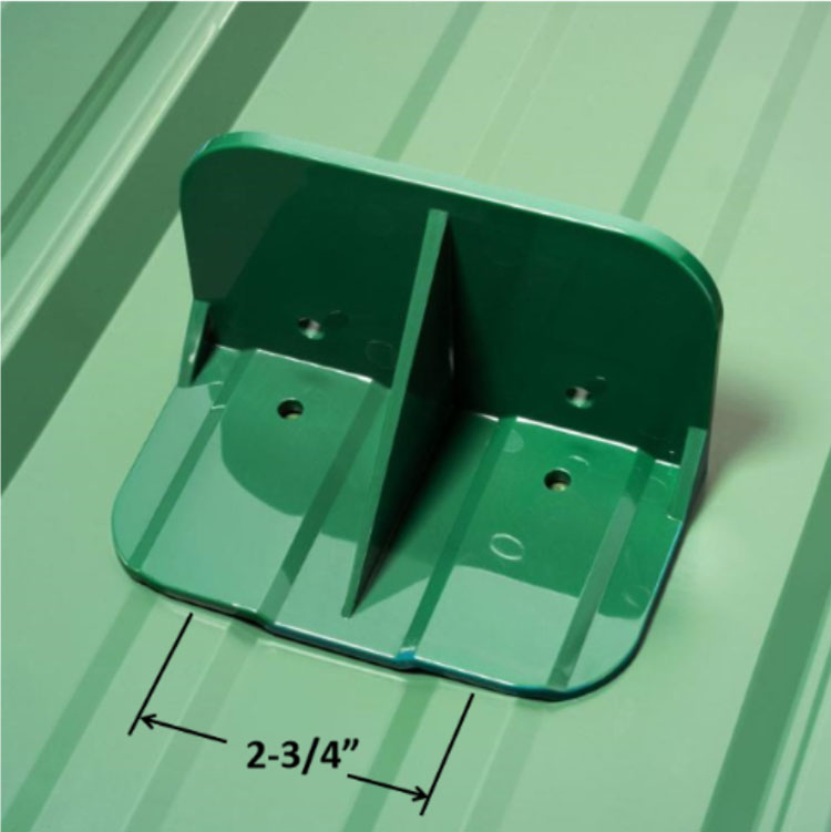 Sno-Safe Wide Forest Green Snow Guard on Ribbed Metal Panel